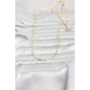 CM 14K Gold Renk Lazerli Yassı Model Zincirli 60 cm Kadın Kolye