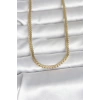 CM 14K Gold Renk Yassı Ezme Zincir Model 60 cm Kadın Kolye