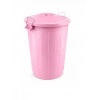 Çöp Kovası 70 Lt Plastik Çöp Kovası Kapaklı Büyük Boy Çöp Bidonu Dayanıklı Çöp Kovası - Pembe