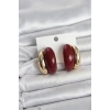 Damla Model Bordo Vintage Gold Renk Kadın Küpe