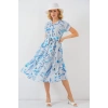 Desenli Kısa Kol Elbise 2558 - Mavi