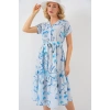 Desenli Kısa Kol Elbise 2558 - Mavi