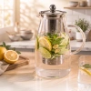 Detoks Sürahisi - 1500 ml - Paslanmaz Çelik Filtre - Cam