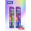 Difaş Kids Çocuk Diş Fırçası 2 Adet Yumuşak Kıllı Koruyucu Kapaklı