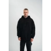 Double Oversize Kapşonlu Nakışlı SweatShirt - Siyah