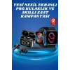 Ekranlı Yeni Nesil Pro Kulaklık ve Akıllı Saat Kampanyası Kulak İçi Mikrofonlu