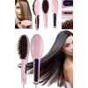 Elektrikli Saç Düzleştirici Tarak Saç Düzleştirici Fırça Sıkı Dişli Pembe