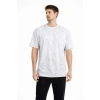 Erkek Asit Yıkama Bisiklet Yaka Kısa Kollu Oversize T-Shirt Tişört - Beyaz