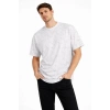 Erkek Asit Yıkama Bisiklet Yaka Kısa Kollu Oversize T-Shirt Tişört - Beyaz