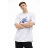 Erkek Asit Yıkamalı Oversize Tişört Future Worlds Baskılı Bisiklet Yaka Kısa Kollu Streetwear %100 Pamuk Street Style T-Shirt - Beyaz