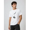 Erkek Astronot Ay Temalı Tişört Kısa Kol Yazlık Bisiklet Yaka T-Shirt - Beyaz