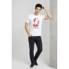Erkek Atatürk Baskılı Tişört Kısa Kollu Bisiklet Yaka T-Shirt - Beyaz