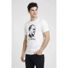 Erkek Atatürk Baskılı Tişört Kısa Kollu Bisiklet Yaka T-Shirt - Beyaz