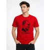 Erkek Atatürk Baskılı Tişört Kısa Kollu Bisiklet Yaka T-Shirt - Kırmızı