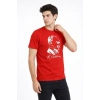 Erkek Atatürk Baskılı Tişört Kısa Kollu Bisiklet Yaka T-Shirt - Kırmızı