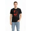 Erkek Atatürk Baskılı Tişört Kısa Kollu Bisiklet Yaka T-Shirt - Siyah