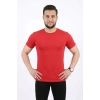 Erkek Basic Tişört Bisiklet Yaka Kısa Kol Günlük Yazlık Slim Fit T-Shirt - Kırmızı