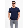 Erkek Basic Tişört Bisiklet Yaka Kısa Kol Günlük Yazlık Slim Fit T-Shirt - Lacivert