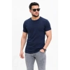 Erkek Basic Tişört Bisiklet Yaka Kısa Kol Günlük Yazlık Slim Fit T-Shirt - Lacivert