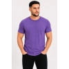 Erkek Basic Tişört Bisiklet Yaka Kısa Kol Günlük Yazlık Slim Fit T-Shirt - Mor