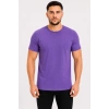 Erkek Basic Tişört Bisiklet Yaka Kısa Kol Günlük Yazlık Slim Fit T-Shirt - Mor