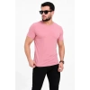Erkek Basic Tişört Bisiklet Yaka Kısa Kol Günlük Yazlık Slim Fit T-Shirt - Pembe