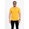 Erkek Basic Tişört Bisiklet Yaka Kısa Kol Günlük Yazlık Slim Fit T-Shirt - Sarı