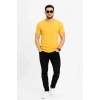 Erkek Basic Tişört Bisiklet Yaka Kısa Kol Günlük Yazlık Slim Fit T-Shirt - Sarı