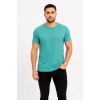 Erkek Basic Tişört Bisiklet Yaka Kısa Kol Günlük Yazlık Slim Fit T-Shirt - Su Yeşili