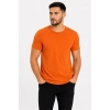 Erkek Basic Tişört Bisiklet Yaka Kısa Kol Günlük Yazlık Slim Fit T-Shirt - Turuncu