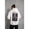 Erkek Baskılı Kapüşonlu Sweat - Beyaz