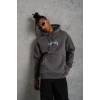 Erkek Baskılı Kapüşonlu Ve Kanguru Cepli Sweat- Gri