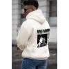 Erkek Baskılı Kapüşonlu Ve Kordon İpli Sweat - Beyaz