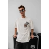 Erkek Baskılı Oversize T-shirt - Beyaz