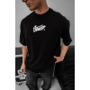 Erkek Baskılı Oversize T-shirt - Siyah