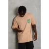 Erkek Baskılı T-Shirt Kısa Kol Bisiklet Yaka Regular Fit Rahat Kalıp Günlük Tişört - Bej