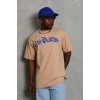 Erkek Baskılı T-Shirt Kısa Kol Bisiklet Yaka Regular Fit Rahat Kalıp Günlük Tişört - Bej