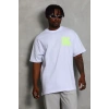Erkek Baskılı T-Shirt Kısa Kol Bisiklet Yaka Regular Fit Rahat Kalıp Günlük Tişört - Beyaz