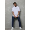 Erkek Baskılı T-Shirt Kısa Kol Bisiklet Yaka Regular Fit Rahat Kalıp Günlük Tişört - Beyaz