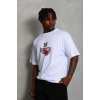 Erkek Baskılı T-Shirt Kısa Kol Bisiklet Yaka Regular Fit Rahat Kalıp Günlük Tişört - Beyaz
