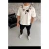 Erkek Baskılı T-Shirt Kısa Kol Bisiklet Yaka Regular Fit Rahat Kalıp Günlük Tişört - Beyaz