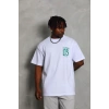 Erkek Baskılı T-Shirt Kısa Kol Bisiklet Yaka Regular Fit Rahat Kalıp Günlük Tişört - Beyaz