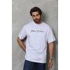 Erkek Baskılı T-Shirt Kısa Kol Bisiklet Yaka Regular Fit Rahat Kalıp Günlük Tişört - Beyaz