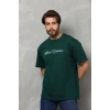 Erkek Baskılı T-Shirt Kısa Kol Bisiklet Yaka Regular Fit Rahat Kalıp Günlük Tişört - Çağla Yeşili