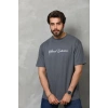 Erkek Baskılı T-Shirt Kısa Kol Bisiklet Yaka Regular Fit Rahat Kalıp Günlük Tişört - Füme