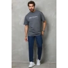 Erkek Baskılı T-Shirt Kısa Kol Bisiklet Yaka Regular Fit Rahat Kalıp Günlük Tişört - Füme