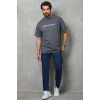 Erkek Baskılı T-Shirt Kısa Kol Bisiklet Yaka Regular Fit Rahat Kalıp Günlük Tişört - Füme