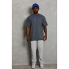 Erkek Baskılı T-Shirt Kısa Kol Bisiklet Yaka Regular Fit Rahat Kalıp Günlük Tişört - Füme