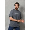 Erkek Baskılı T-Shirt Kısa Kol Bisiklet Yaka Regular Fit Rahat Kalıp Günlük Tişört - Füme