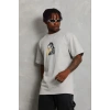 Erkek Baskılı T-Shirt Kısa Kol Bisiklet Yaka Regular Fit Rahat Kalıp Günlük Tişört - Gri